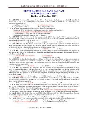 Đề thi đại học cao đẳng các năm phần điện xoay chiều đại học và cao đẳng 2007